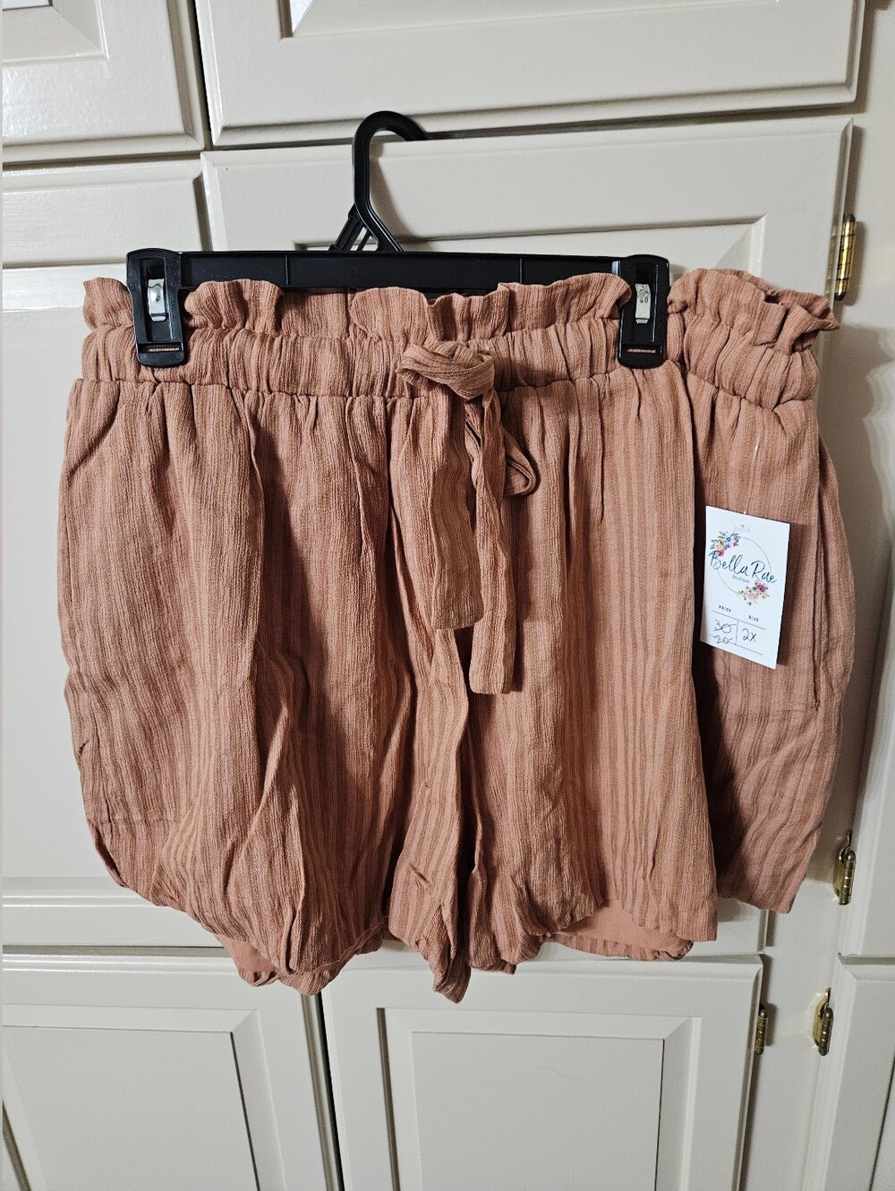 ODDY Mauve Tan Paperbag Waist Shorts